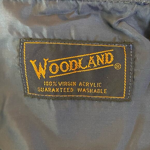 Vintage Woodland Large Navy Heavy Plaid Flannel Shirt Jacket Button Down Shirt - Picture 11 of 14